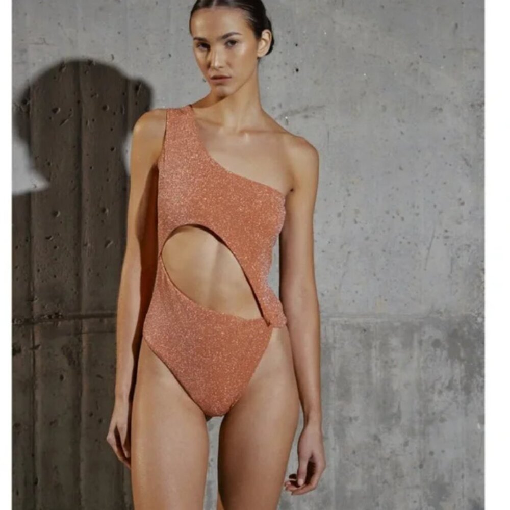 NWT Baobab Nikka One Shoulder One Piece Swimsuit Size XS Mandarine